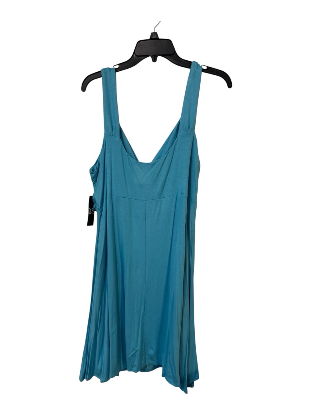 NWT New York & Company XXL Turquoise Ruched Twist Bust Fit & Flare Dress - Picture 3 of 8